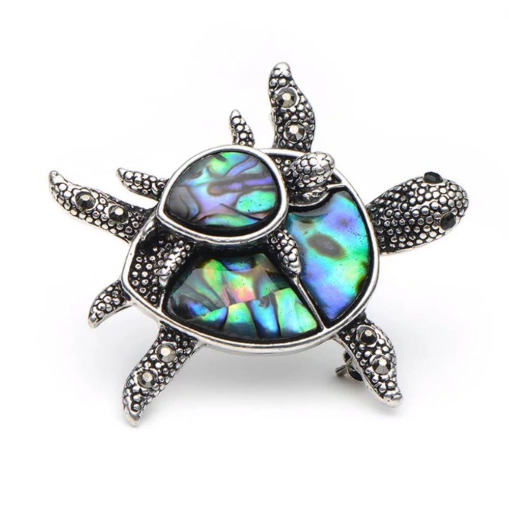 💙💎BEAUTIFUL SEA TURTLE BROOCH PIN NATURAL SHELL! - Picture 4 of 9